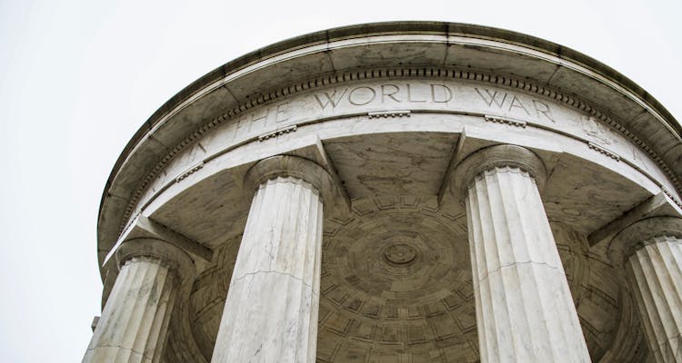 World War I Domed Memorial With Columns Against Overcast Sky