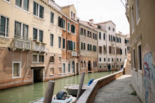 Water Canal between Buildings in Venice, Italy