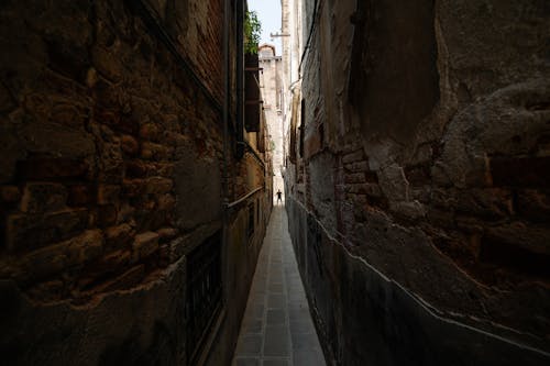 A Very Narrow Alleyway with Walls Made of Bricks