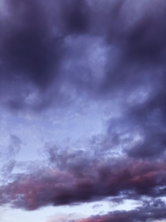 Heavy violet clouds in sky