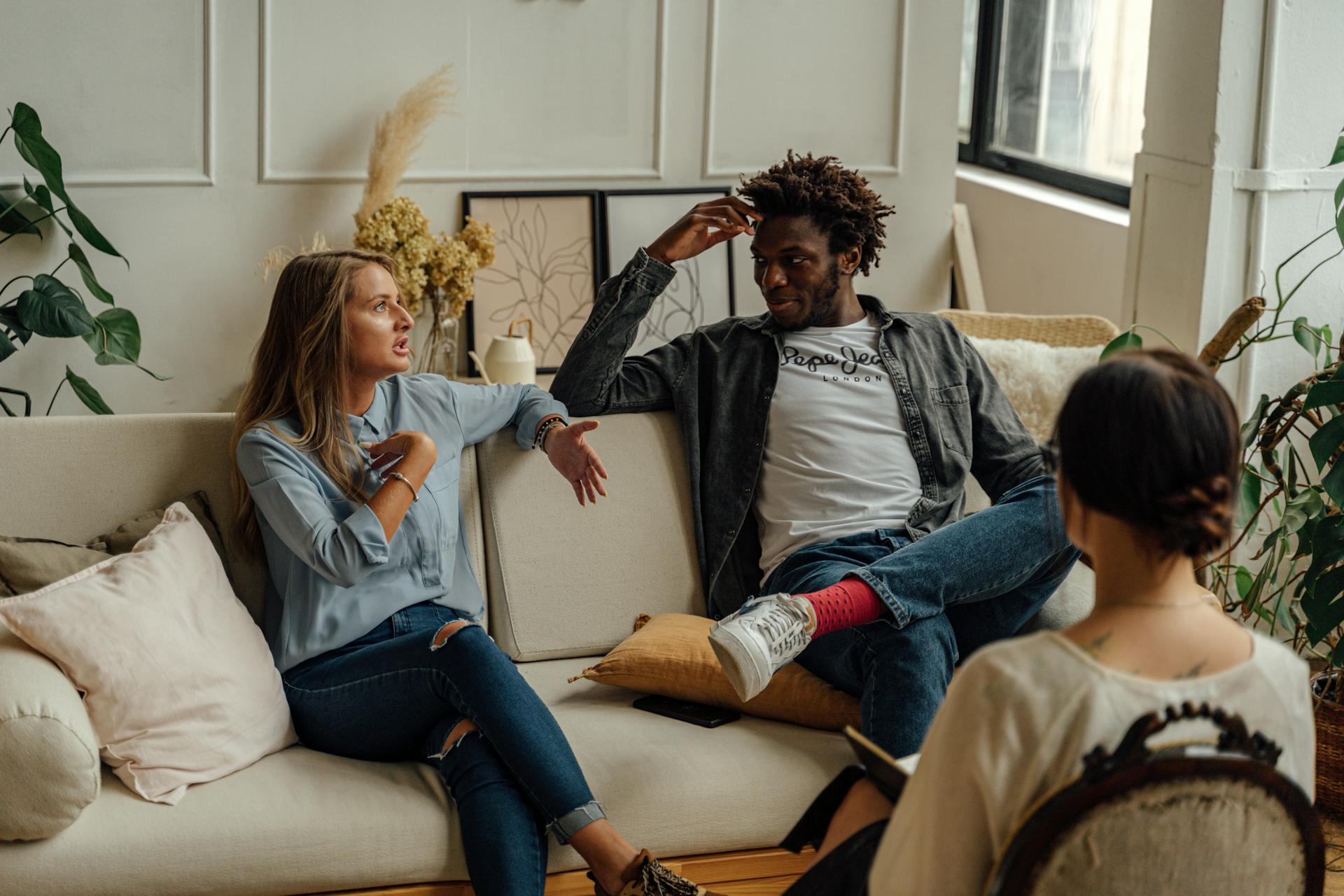 A Woman Talking at a Couple's Therapy Session