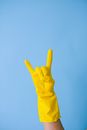 Crop unrecognizable person showing horn gesture