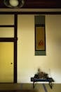 Traditional Japanese house interior with decor on table