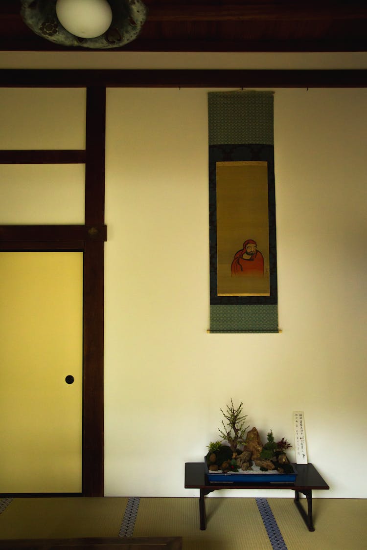 Traditional Japanese House Interior With Decor On Table