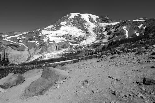 Free Scenic Volcano Mountain with Snow Stock Photo