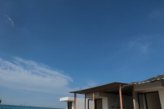 Minimalist architecture with clear sky, capturing the elegance of modern design.