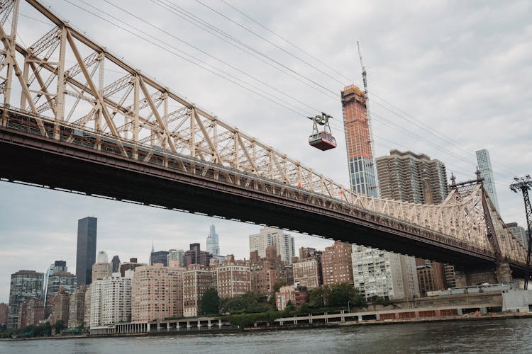 Cantilever Bridge Above River In City