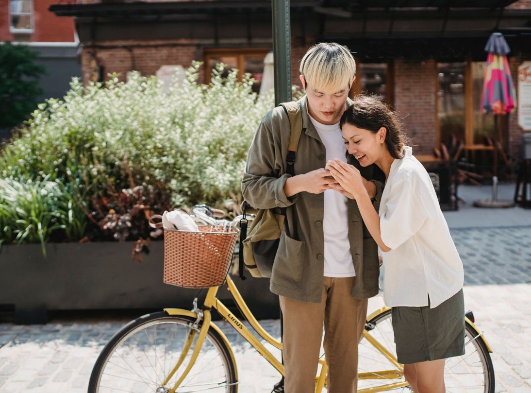 couple having video call on laptop for online dating