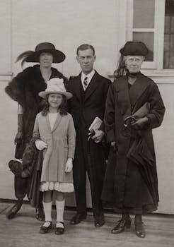 Elegant vintage family portrait showcasing early 20th-century fashion styles.