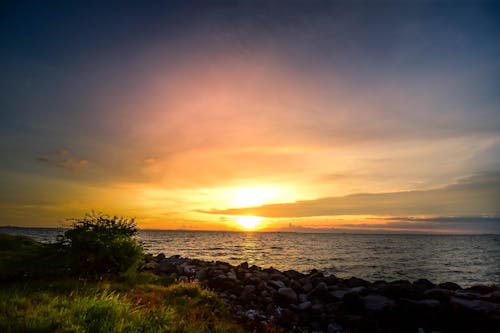 Free stock photo of beach sunset