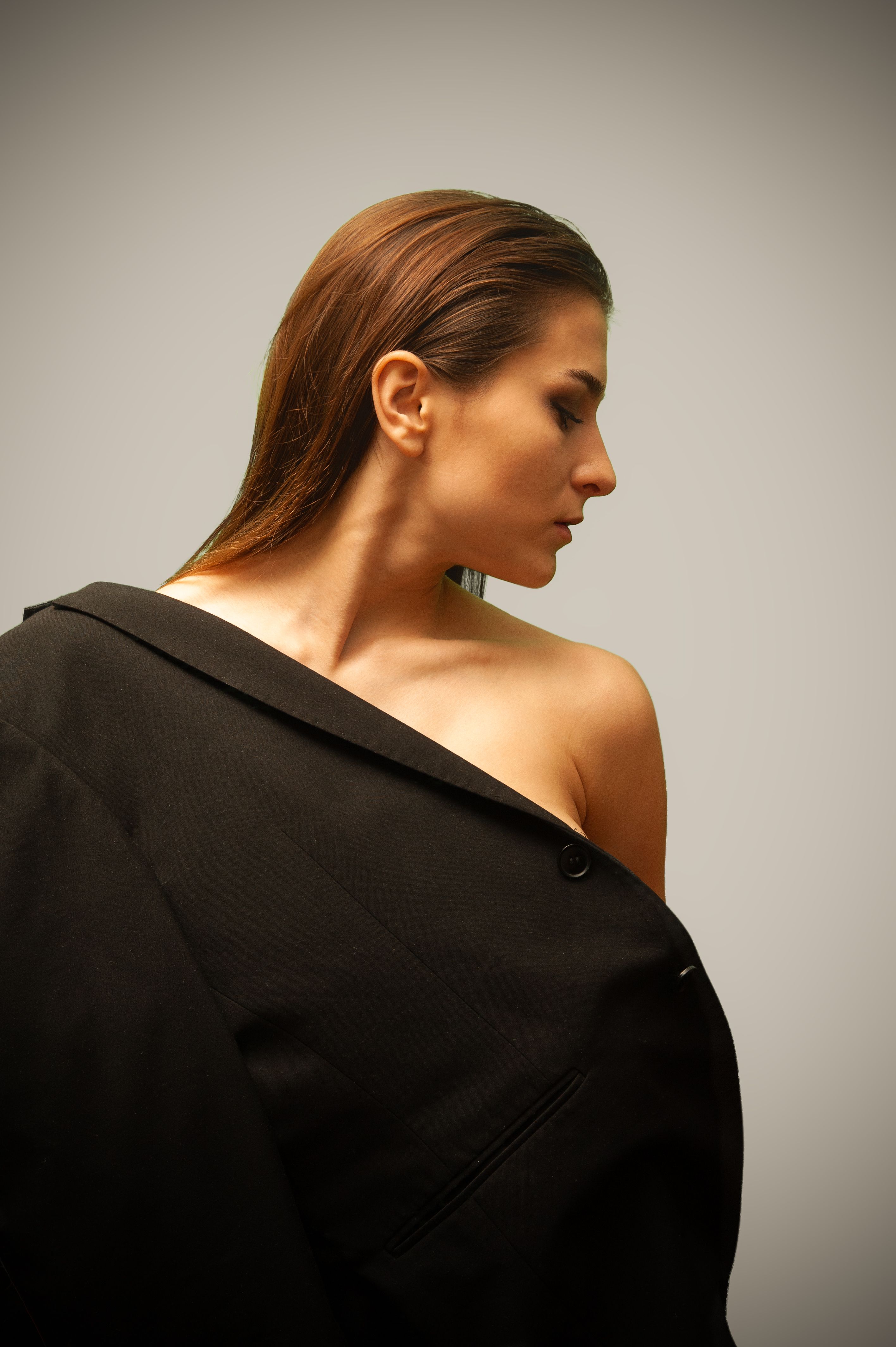 Black Blazer One Shoulder Editorial