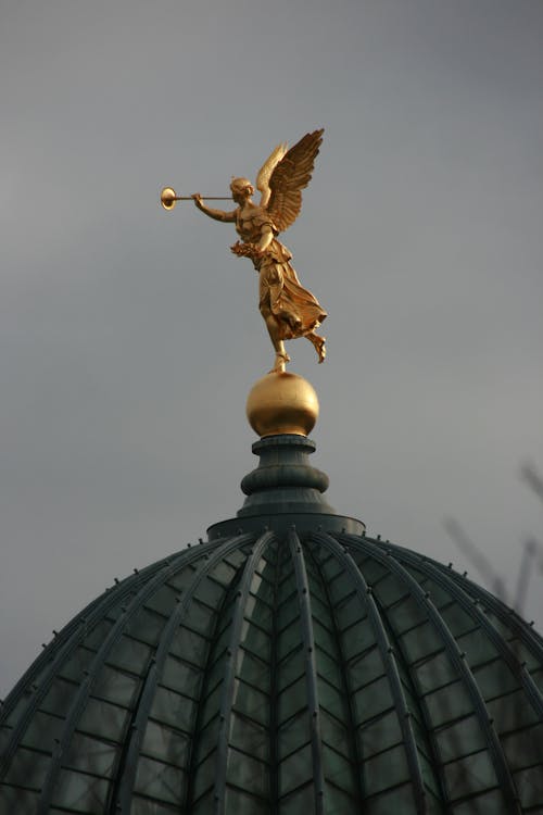 Golden Statue of Angel on Roof Top 