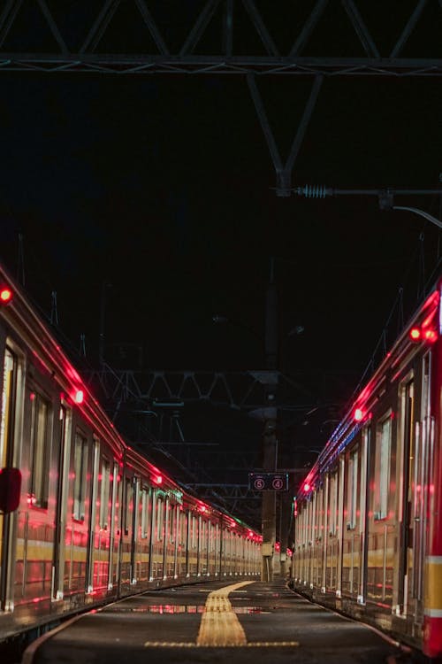 Trains in Train Station