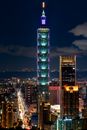 台北101的夜景和城市景观展现了台湾充满活力的城市生活