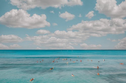 People Surfing in the Sea