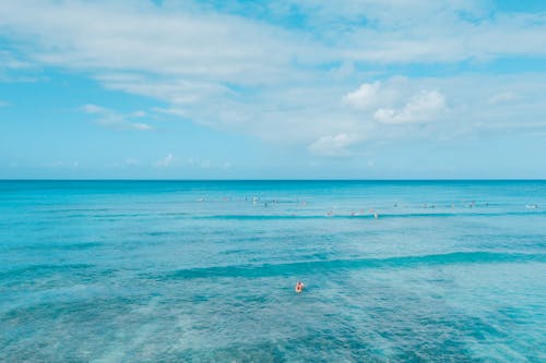 Free Tourists Swimming in Sea Stock Photo