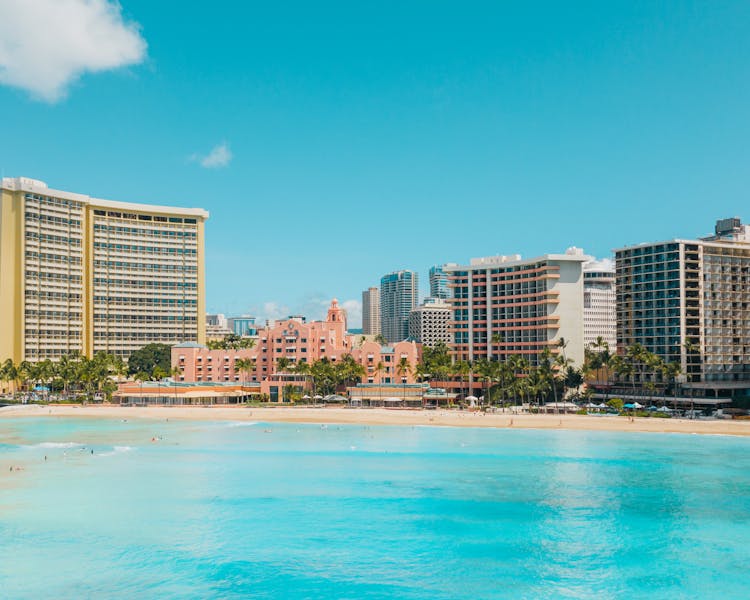 Buildings And Resorts At The Waikiki Beach