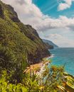 Beautiful Tropical Coast with Cliffs Covered with Greenery