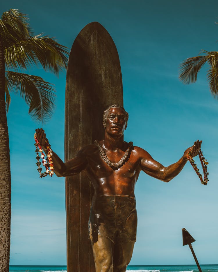 Statue Of Duke Kahanamoku In Waikiki Beach