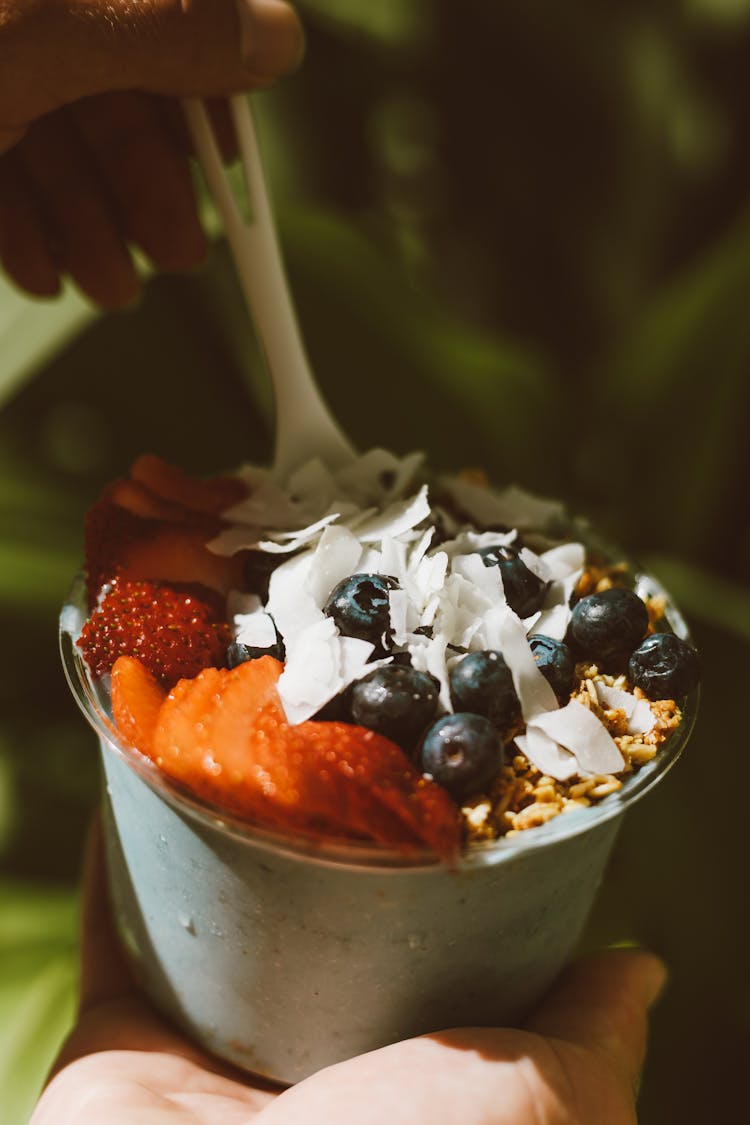 Ice Cream With Assorted Fruit Toppings