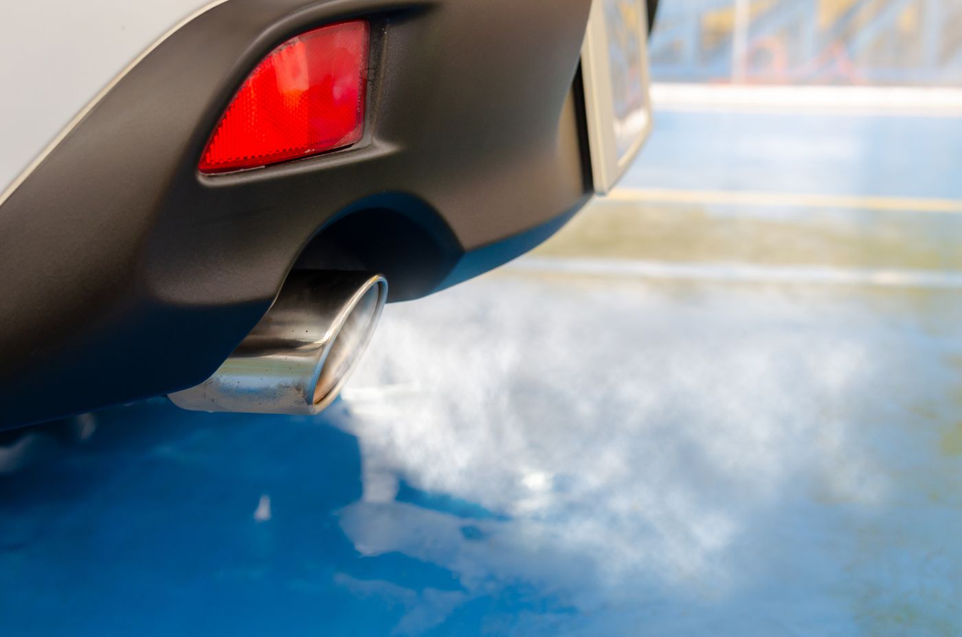 Close view of a car exhaust pipe