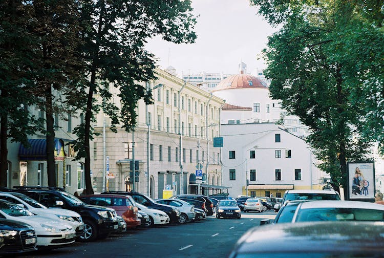 Cars Parked On The Side Of The Road 