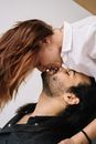 Romantic Couple Kissing with their Eyes Closed