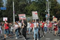 Crowd Protesting on City Street
