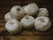 Wool Balls on a Wooden Background