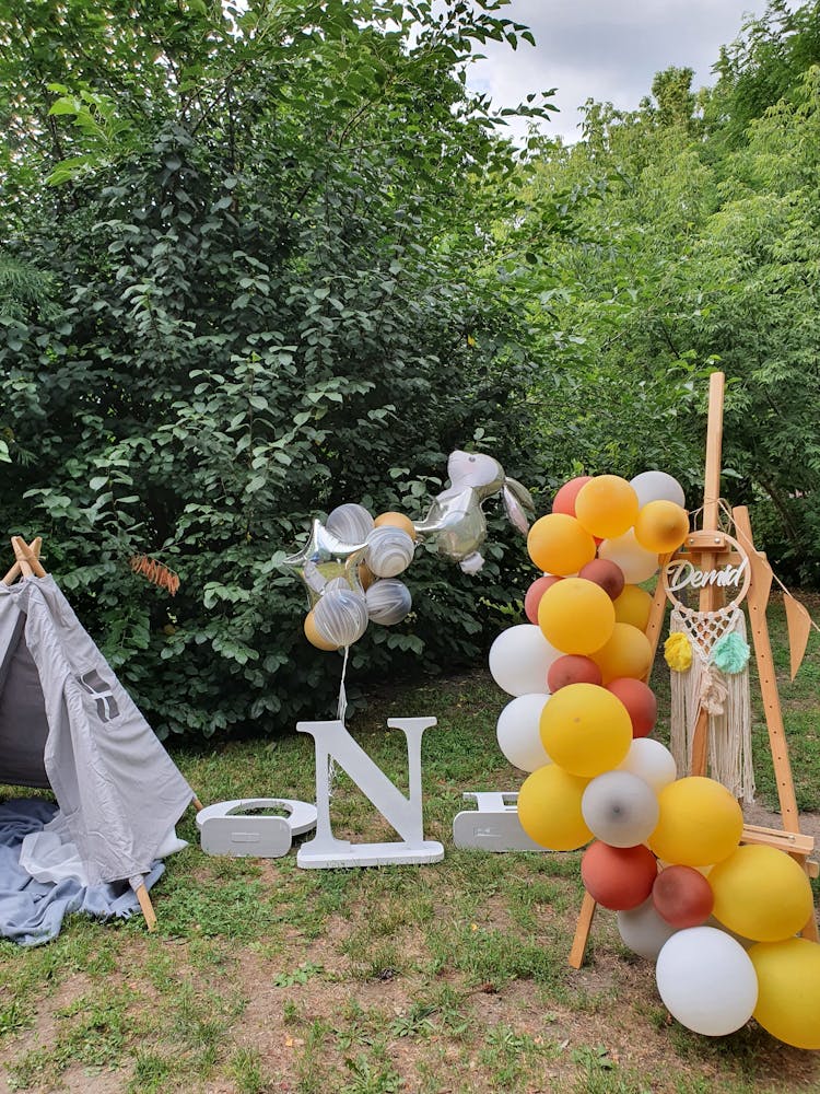 Birthday Decorations On A Backyard