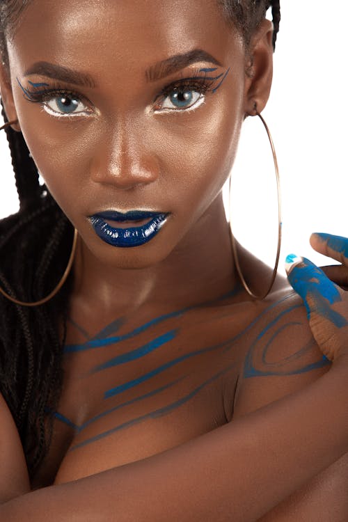 Topless Woman in Blue Lipstick