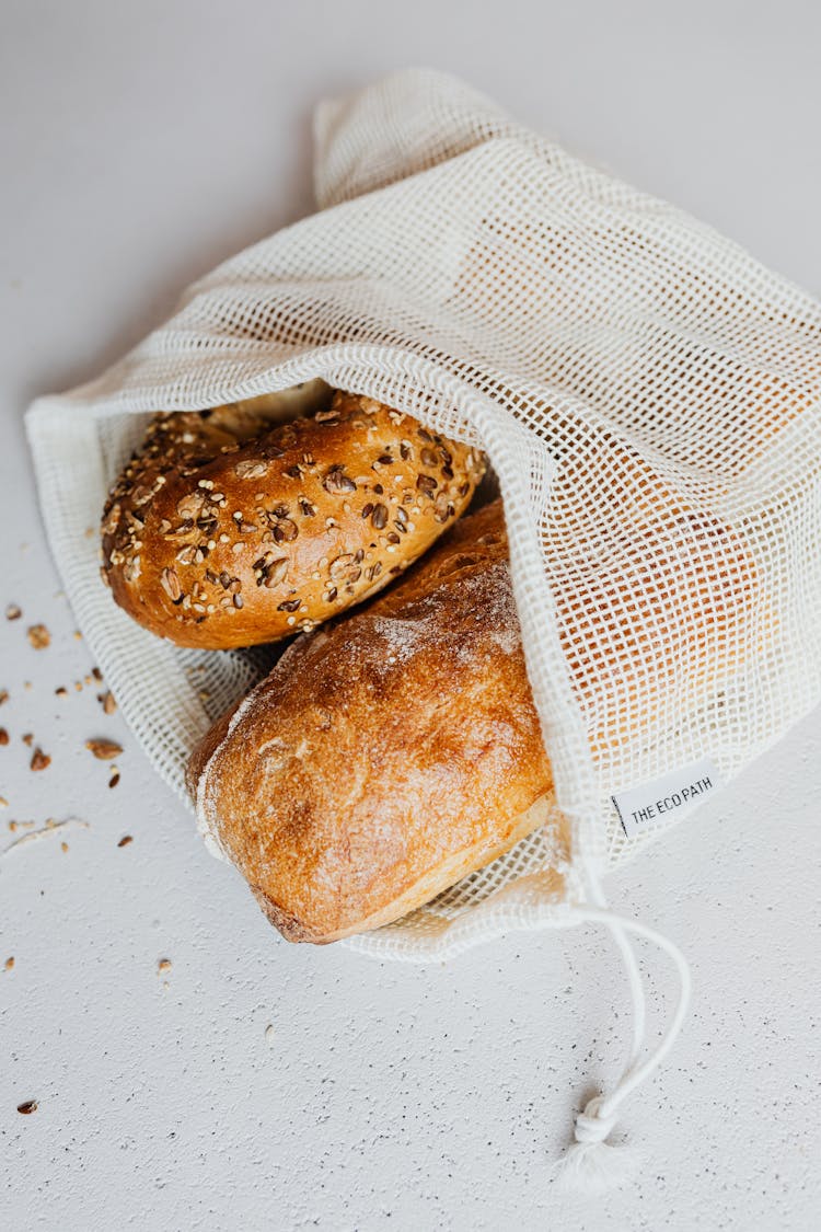 Brown Bread On White Net Bag