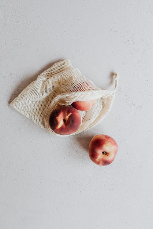 無料 ネットバッグ, フラットレイ, りんごの無料の写真素材 写真素材