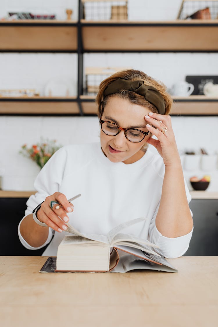 Stressed Woman Reading A Book