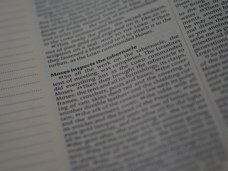 Extreme Close-Up Shot Of A Bible Text