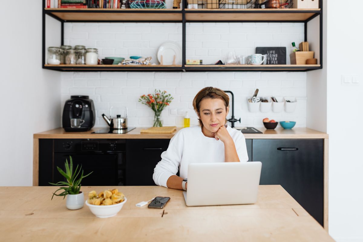 Woman working from home on a laptop