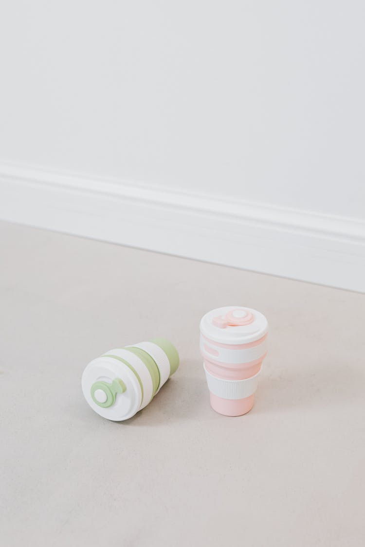 Collapsible Cups On The Floor