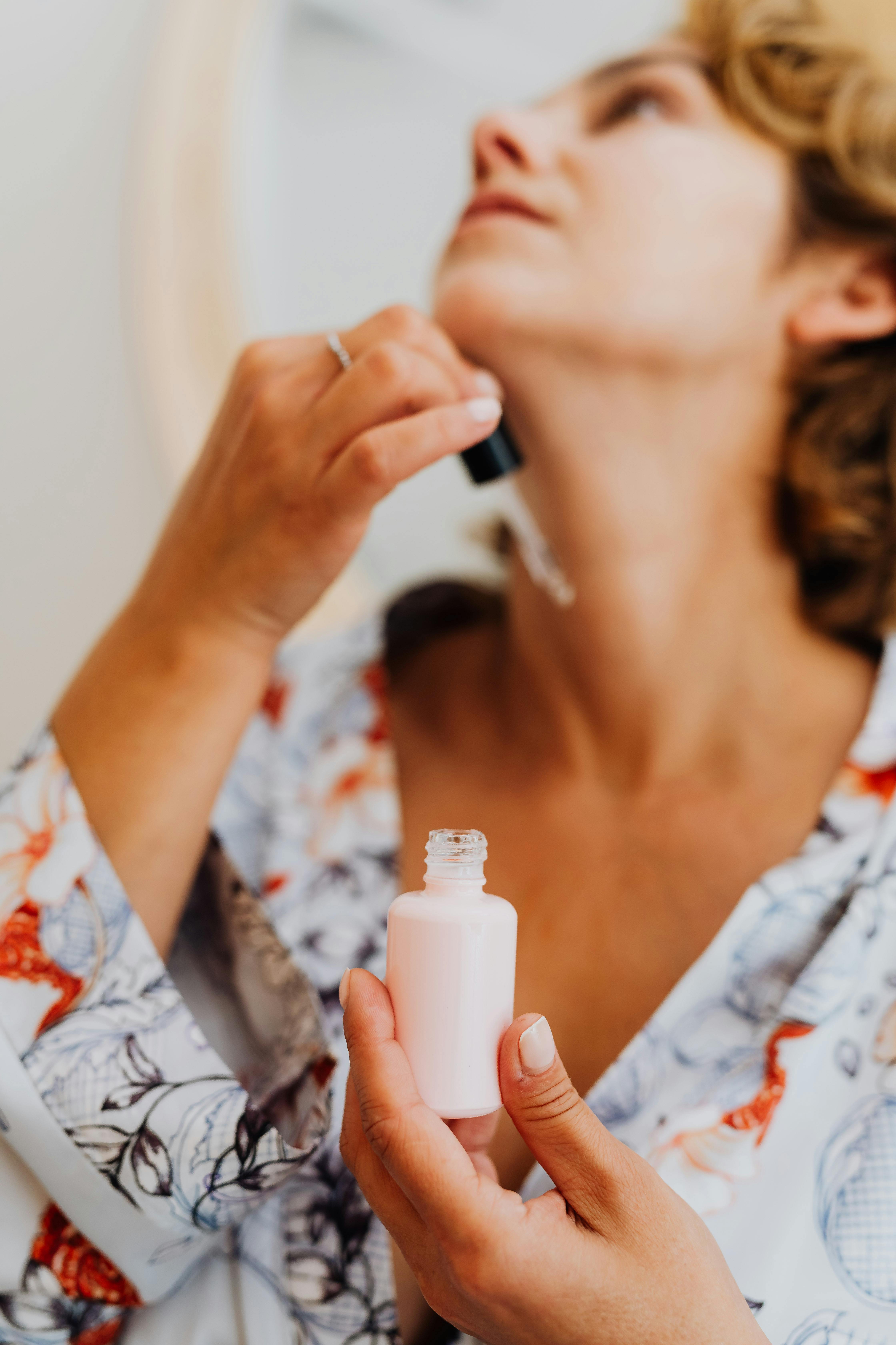 Night skincare routine with moisturizer and serum for healthy skin