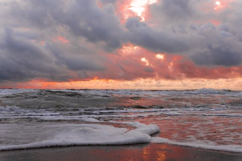 бесплатная Бесплатное стоковое фото с багровое небо, берег, вечер Стоковое фото
