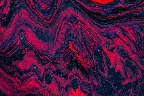 Free Dynamic abstract art featuring red, black, and white swirling patterns in fluid paint design. Stock Photo