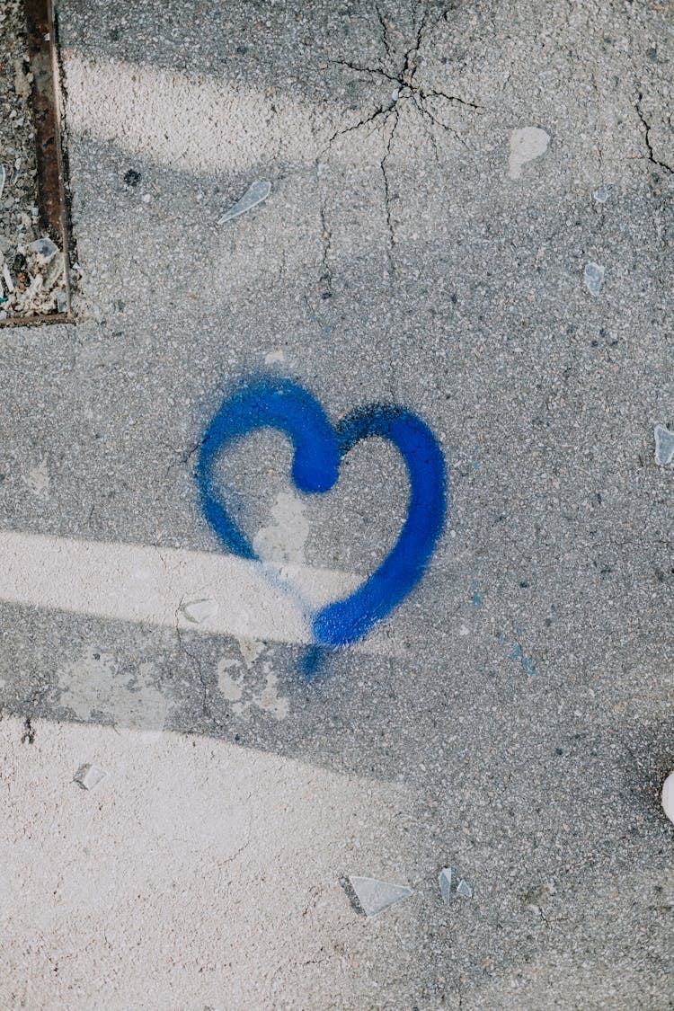 Blue Heart Paint On The Wall