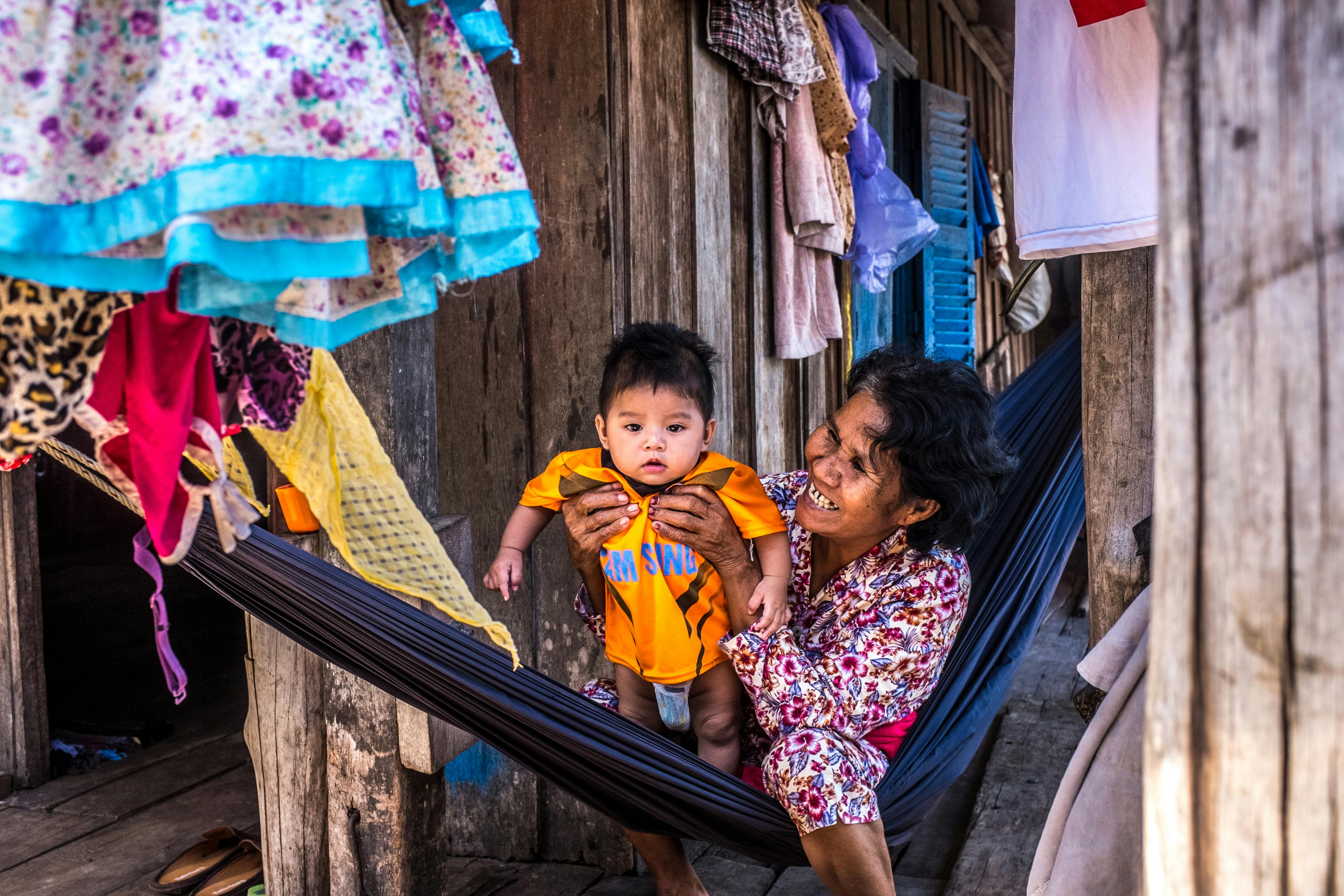 grandmother on hammock with grandson