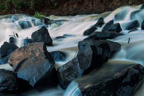 Water Cascading Through Rocks 