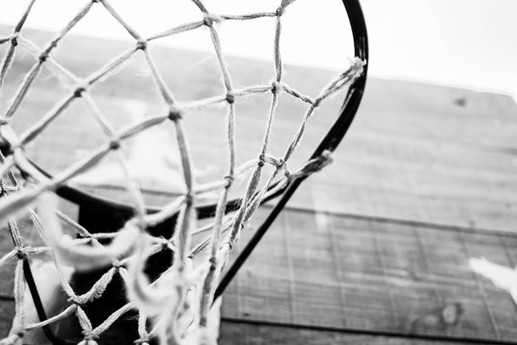 Basketball Net Hoop Hanging On Street Court