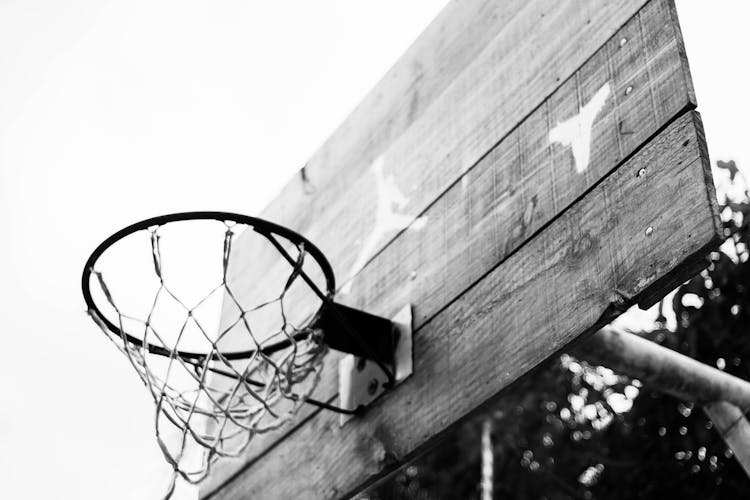 Basketball Hoop On Sports Ground In Park