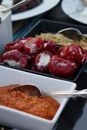 Red Sauce on White Ceramic Tray