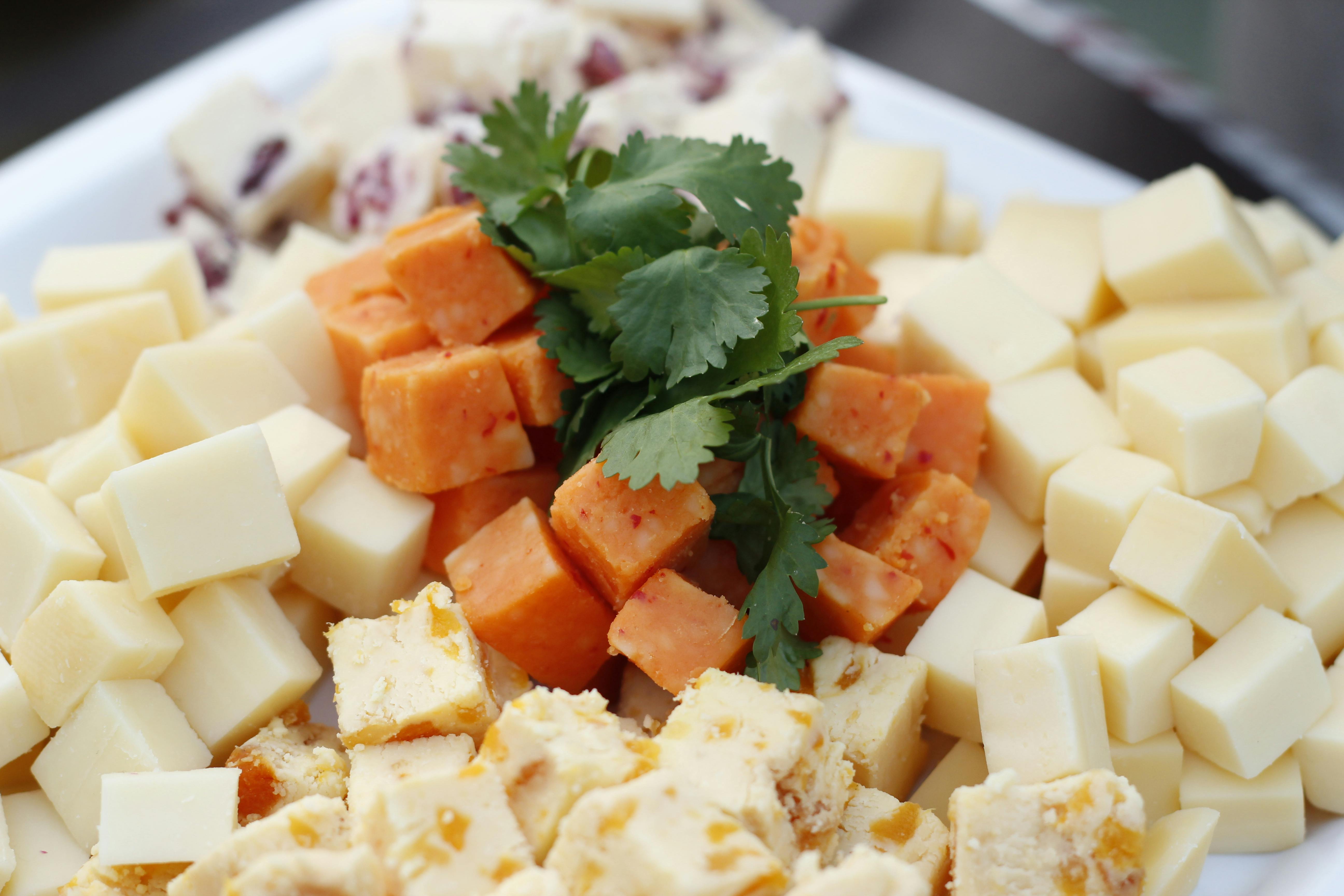 Assorted Cheese Sliced on White Plate · Free Stock Photo