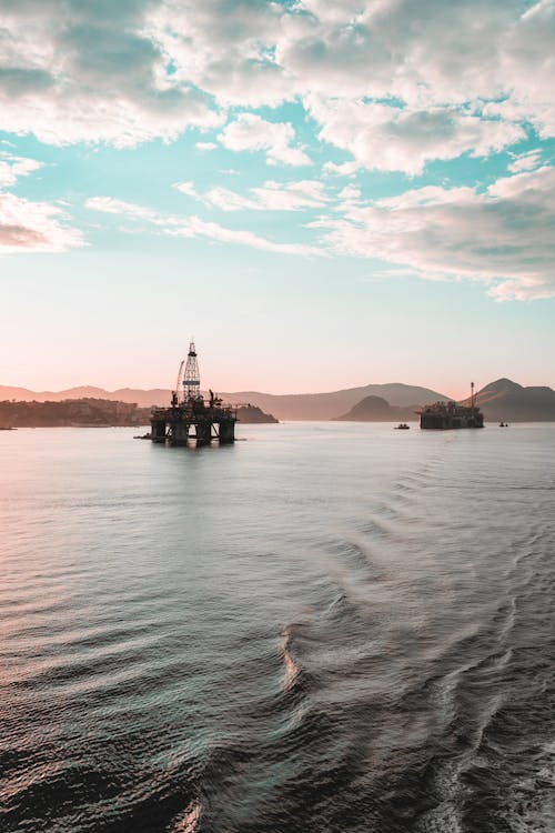 Silhouette of Refinery in a Bay