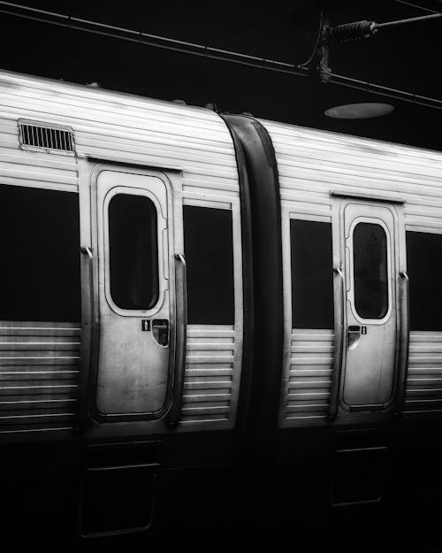 Grayscale Photo of Train 