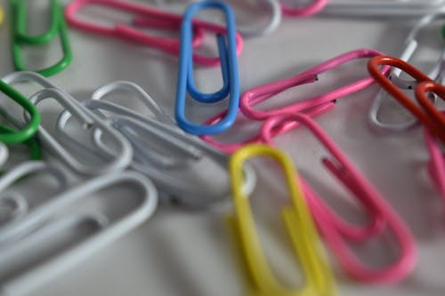 Scattered Colorful Paperclips